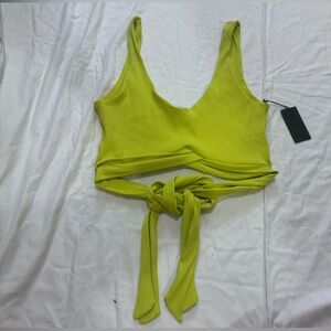 Ona Lime Ribbed Tie-Front Tank Top